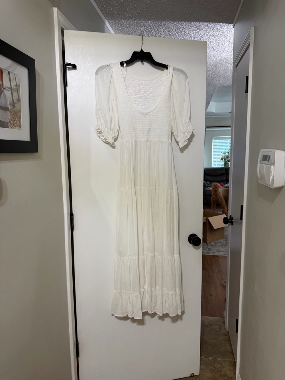 Hyfve White Puff-Sleeve Maxi Dress L